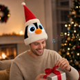 thumbnail image 4 of Animated Penguin Santa Hat with Music and Light Up Features, 1 Piece, Red Black and White Plush, for Student, Interactive Holiday Toys, 4 of 4