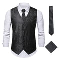 thumbnail image 2 of Mikilon Formal Men Vest Paisley Jacquard Silk Tie Suit Waistcoat Clearance, 2 of 5