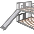 thumbnail image 6 of Full Over Full Bunk Bed, Solid Wood Bunk Bed with Slide for Kids Teens, Low Bunk Bed Frame with Ladder and Guardrails, Wooden Floor Bunk Bed Bedroom Guest Room Furniture, Space Saving, Gray, 6 of 7