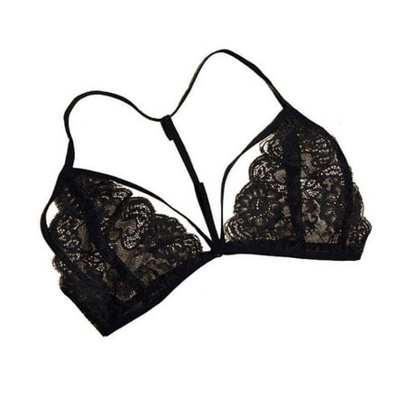 

Forzero Sexy Women Floral Lace Bra Black Lingerie Bustier Sheer Bralette Unpadded Camis Sleepwear