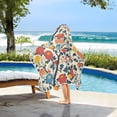 thumbnail image 3 of Yayeee Kids Hooded Towel with Hand Pockets Beach Soft Absorbent Bath Wrap 50 x 23.5 inch, Vibrant Japanese Flowers, 3 of 5