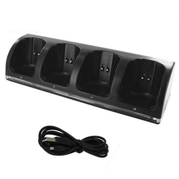 Station d'Accueil avec Chargeur à 4 Ports pour Console de Jeu WII (Noir Sans Pile)