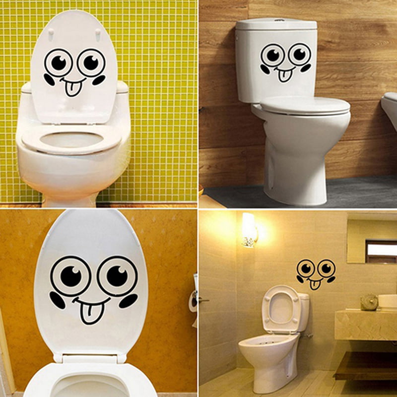 Cartoon Smile Toilet Stickers Wallpapers All-match Style Art Mural Waterproof 