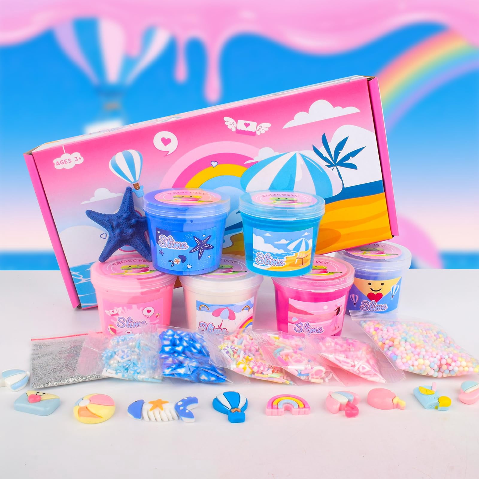6 Pack Slimes Kit, Pink Slime, Cloud Butter & Clear Slime, Party Favors,Goodie Bag Stuffers,Birthday Gift Ideas Cute Stuff