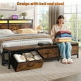 thumbnail image 4 of EnHomee Full Size Bed Frame with Headboard Full Bed Frame with 3 Fabric Drawers Metal Platform Bed Frame Full with LED Lights & Charge Station, Rustic Brown, No Box Spring Needed, 4 of 8