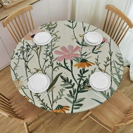 

YANMS Flowers Tablecloths Round Table Cover 100% Polyester Fiber Home Dining Decor 38-42