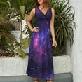 thumbnail image 3 of Sleeveless Dress Purple Galaxy Nebula Stars dress for women summer woman dress 2025 ladies dresses, 3 of 5