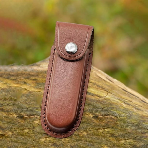 Cierre a Cuchillos plegables de material cuero Funda de Remaches Clásica libre Práctico resistente al Bolsa de , L L Marrón Yotijar Funda de caza