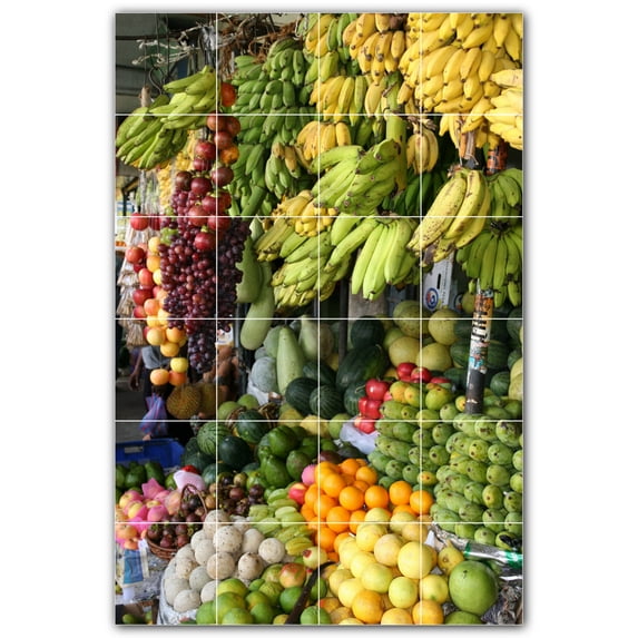 Picture-Tiles.com: Fruit Ceramic Tile Wall Mural WAL500686-46S. 17"W x 25.5"H using (24) 4.25" x 4.25" Ceramic Tiles-Satin Finish