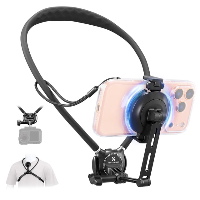 Soporte para teléfono para cuello K&F CONCEPT con clip magnético POV