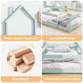 thumbnail image 3 of PORKISS Twin Bed Frame for Kids Boys Girls, Solid Wood Platform Bed with House-shaped Headboard, Floor Bed, Light Green, 3 of 11