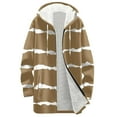 thumbnail image 4 of Women Base Zip up Fleece Hoodie Jacket, Stripe Color Block Tops with Pockets, Gradien Thermal Fuzzy Outerwear, 4 of 5