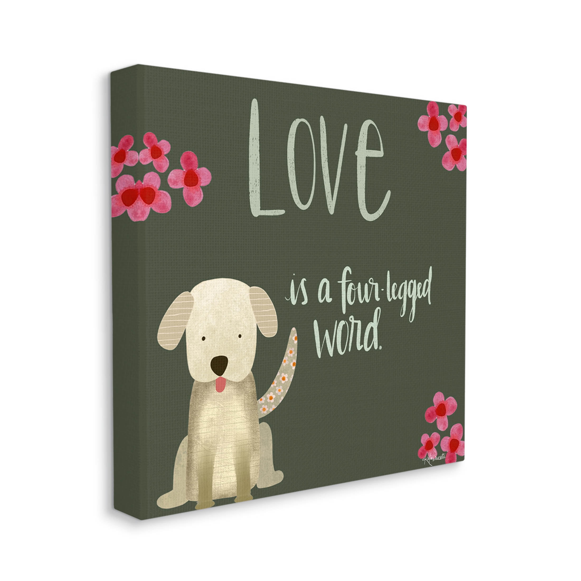 Stupell Industries Love Four-Legged Word Animal Lover Graphic Art Gallery Wrapped Canvas Print Wall Art, Design by Katie Doucette