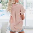 thumbnail image 3 of Paguaki Womens Short Sleeve Button Down Shirts Chest Pocket V Neck Collared Loose Fit Casual Women Summer Tops, 3 of 8