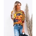 thumbnail image 4 of Black Cat on Pumpkin Sweatshirt Halloween Sweatshirts for Women Fall Pumpkin Face Tee Lightweight Pullover Tops, 4 of 10