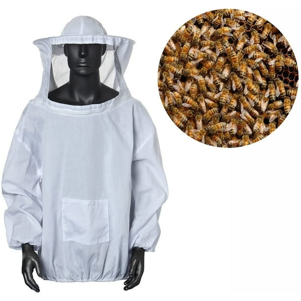 Mono de apicultura con velo redondeado desmontable, traje de chaqueta de apicultor de protección completa para apicultor profesional unisex