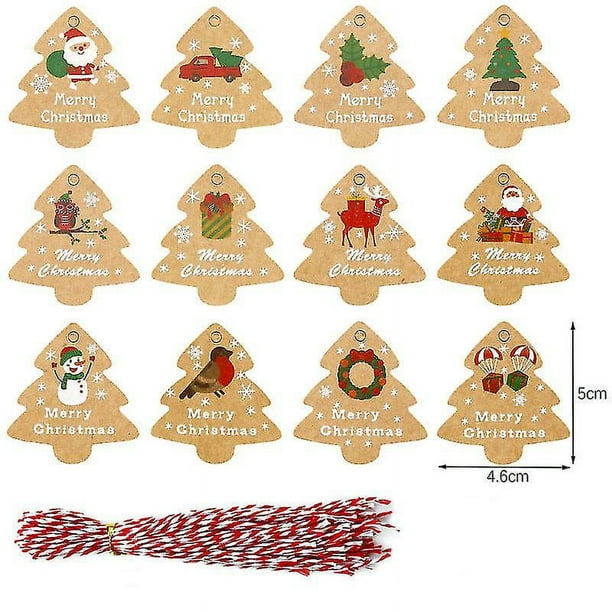 48 etiquetas de regalo grandes para Navidad con cordones de cinta 12 etiquetas de etiquetas de nombre de vacaciones personalizadas de diseño elegante para escribir hacia y desde para regalo