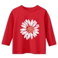 thumbnail image 3 of CYRBOKO T-shirts for Girls, Crewneck 3/4 Sleeve Casual Floral Print Pullover Tops Red Size 5-6 T, 3 of 3