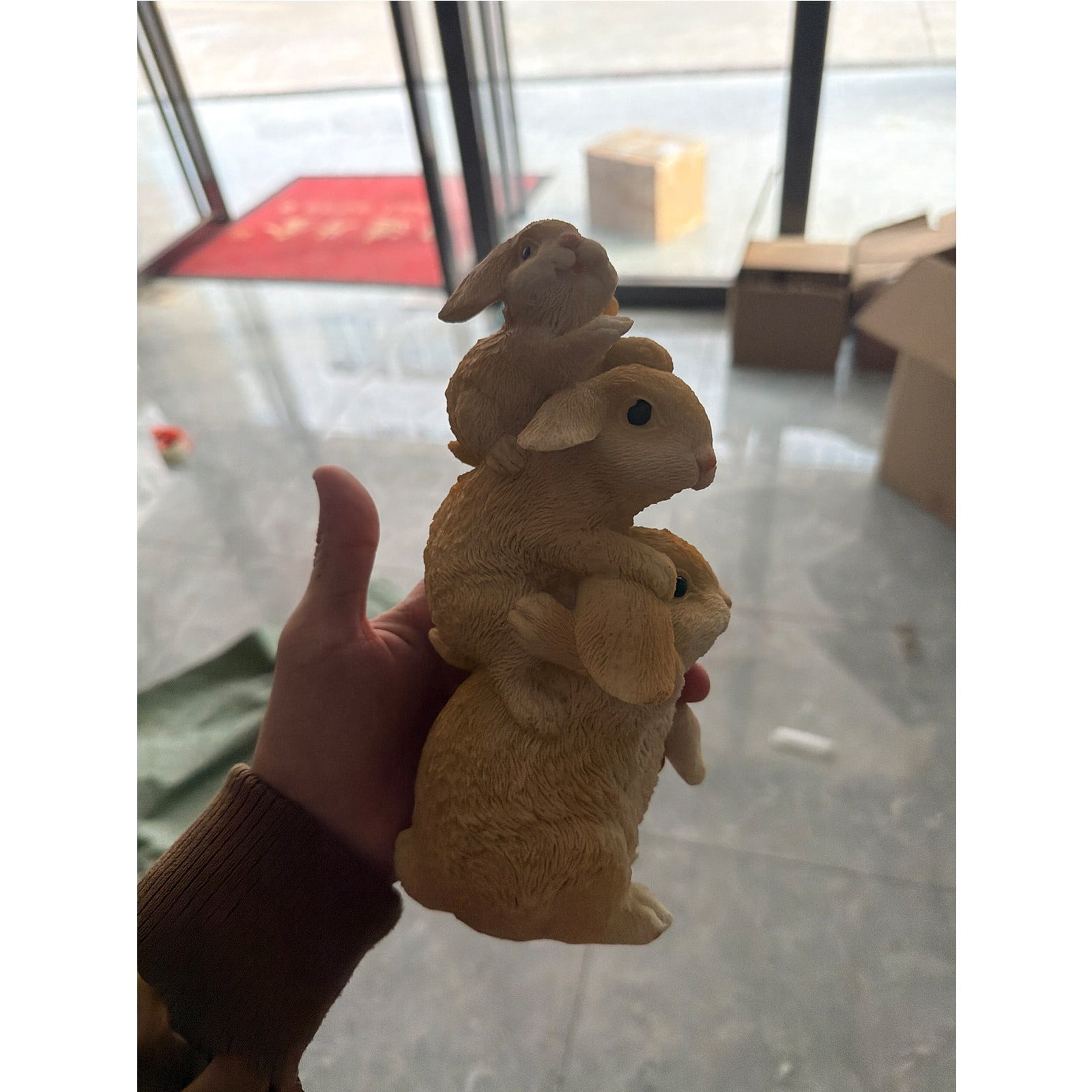 Lunxisen 2 Pcs Easter Bunny Statue Outdoor Garden Decorations Spring Holiday Yard Art Sculpture Decorative Ornament