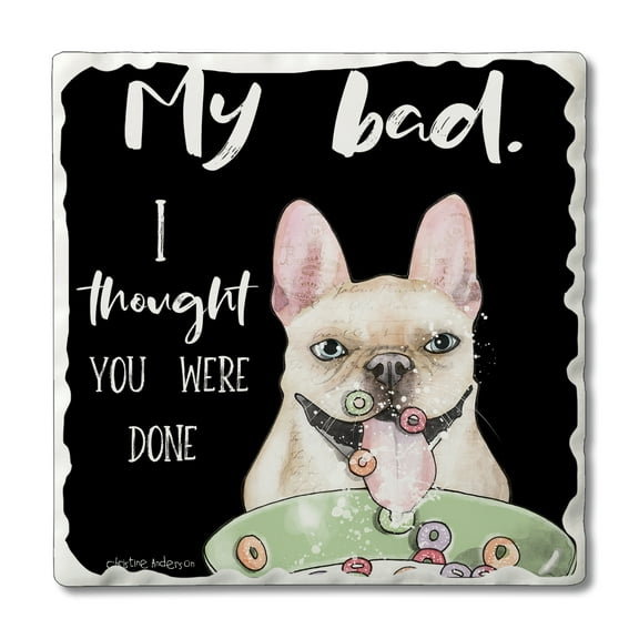 CounterArt Single Absorbent Stone Tumbled Tile Coaster, My Bad Dog