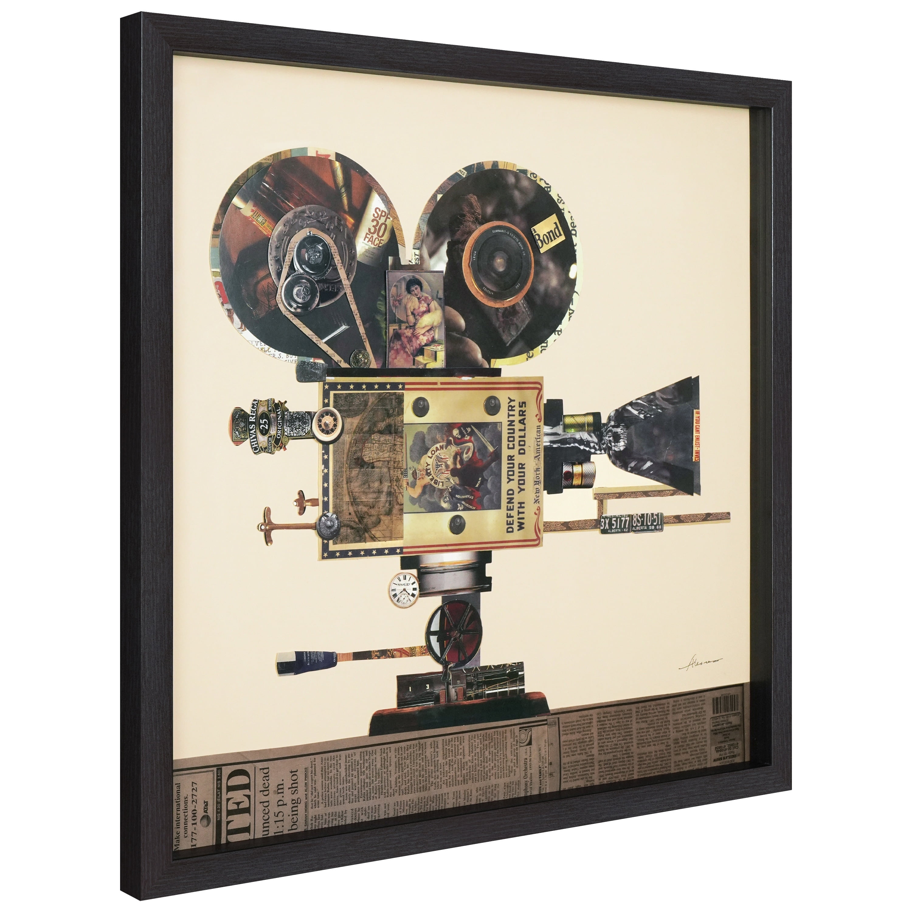 Free Shipping! Antique Film Projector' Hand Made Signed Art