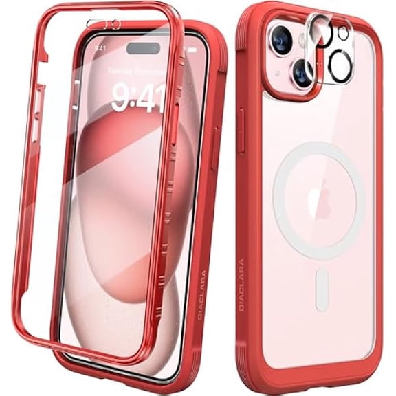 Eryueer Designed for iPhone 15 Case, Full Body Rugged Case with Built-in Touch Sensitive Anti-Scratch Screen Protector, with Camera Lens Protector for iPhone 15 6.1"