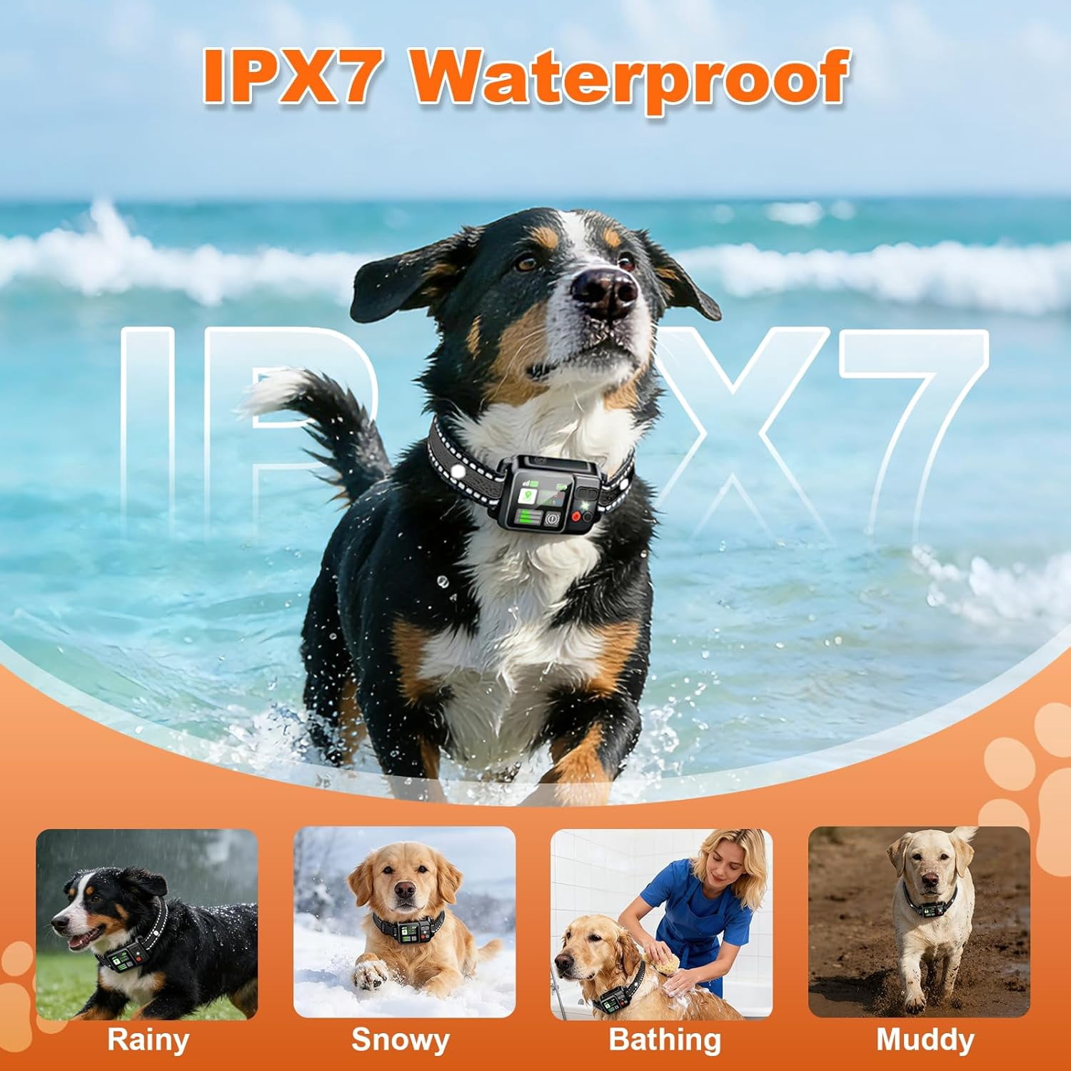 GPS Wireless Dog Fence System, Electric Electric Dog Fence Using GPS Electric Satellite Technology, with a Range of 15-2000m, IPX7 Waterproof Rechargeable Collar Receiver,Outdoor Use Only6