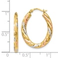 thumbnail image 3 of Real 14kt & White & Rose Rhodium Oval Hollow Scallop Hoop Earrings; for Adults and Teens; for Women and Men, 3 of 3
