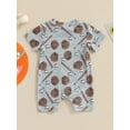 thumbnail image 4 of Suealasg Newborn Baby Boys Jumpsuit Short Sleeve Round Neck Baseball Print Romper Shorts Infant Boys Summer Clothes, 4 of 9