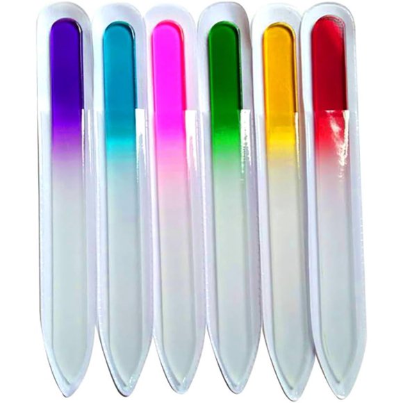 shiyou-Crystal Glass Nail File Set 6pcs Nail Art Manicure Device Tool File Premium Finger Nail Pedicure Art File and Buffer Kit, Great Gift Idea for Women & Girls (Random Colour)