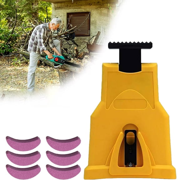 Annvchi Chainsaw Sharpener with 4Pcs Whetstons, Chain Saw Blade Teeth Sharpener, Bar Mounted Sharpener, Fast-Sharpening Stone Grinder Tools for 14/16/18/20 Inch One/Two Holes Chainsaw Bar