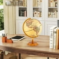 thumbnail image 4 of Gymax 12'' Illuminated World Globe w/Raised Relief LED Lights & Time Zone Non-Slip Base Bronze, 4 of 10
