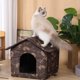 thumbnail image 3 of Casas para gatos para gatos al aire libre,Casa para gatos salvajes,Casa para gatos cálida y aislada resistente a la intemperie, Refugio para gatos callejeros Shabby Chic,Casas pequeñas, 3 of 5