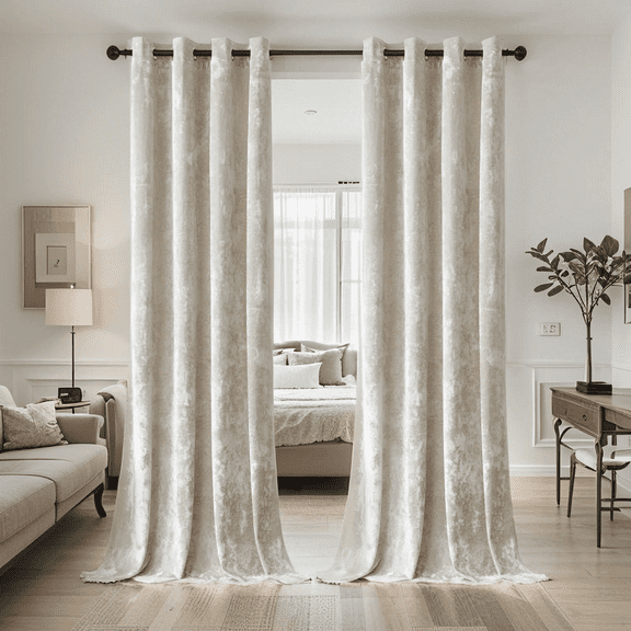 SMILETIME Crushed Velvet Curtains with Grommets Luxurious Thermal Insulated Soundproof Drapes for Door Curtains Soft and Durable Light-Filtering Window Treatments, 2 Panels