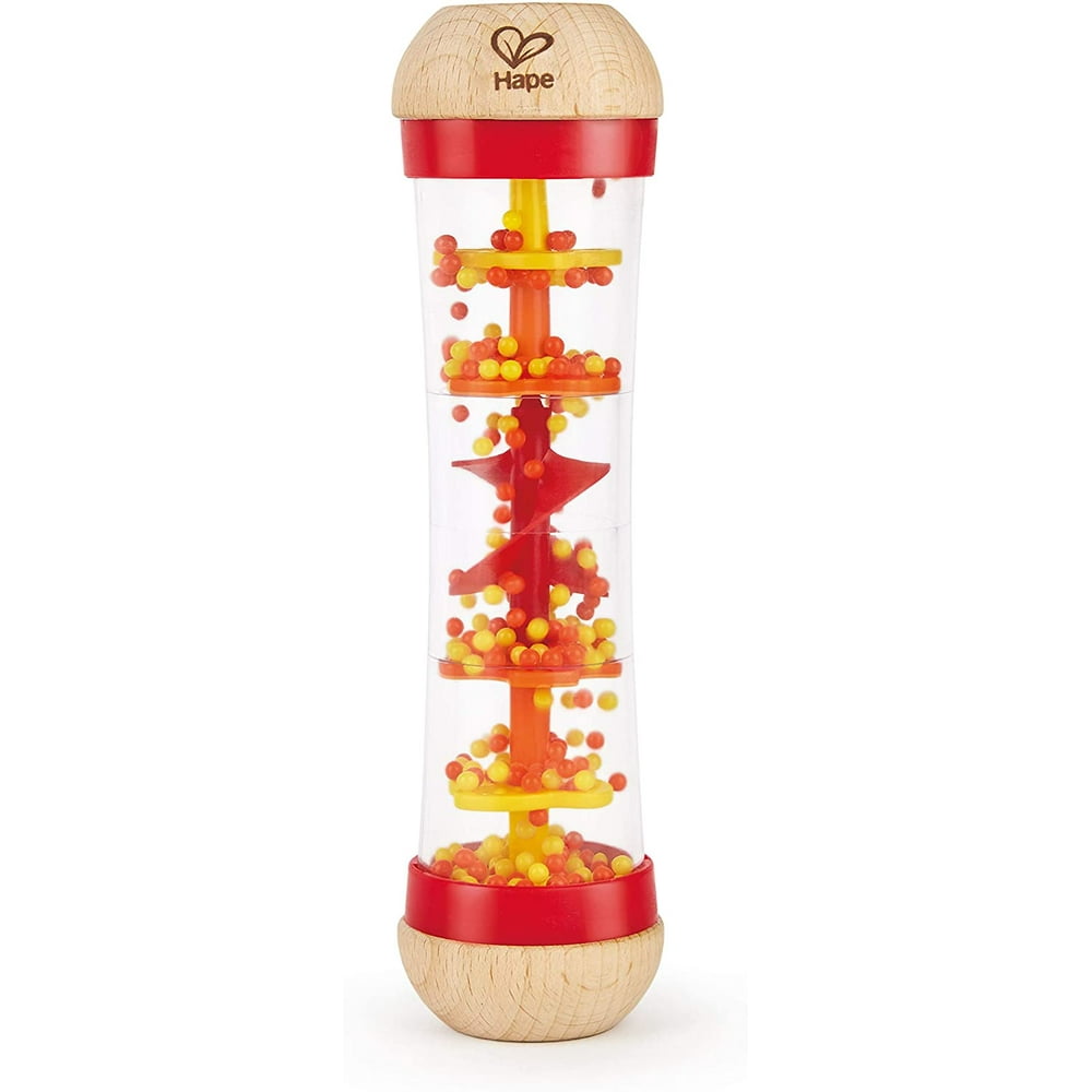 Hape Beaded Raindrops Mini Wooden Musical Toddler Instrument, Shake