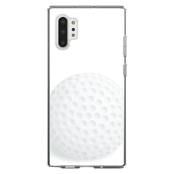 DistinctInk Clear Shockproof Hybrid Case for Galaxy Note 10 PLUS (6.8" Screen) - TPU Bumper, Acrylic Back, Tempered Glass Screen Protector - White Golf Ball
