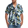 thumbnail image 1 of Blusa y camisa de manga corta con cuello vuelto para hombre, camisa hawaiana informal con estampado floral, camisa de manga corta con solapa, blusa para hombre, 1 of 4