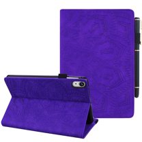 Allytech Case for iPad Mini 6 2021(6th Gen 8.3 inch), Embossed Mandala PU Leather Soft TPU Back Folio Multi-Angle Viewing Stand Card Slots/Pen Holder Case for iPad Mini 6th Gen 2021, Purple
