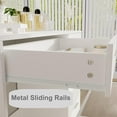 thumbnail image 6 of Irontar Vanity Table with Large Mirror, Vanity Desk with Chair and 11 LED Lights, Makeup Table with 4 Metal Sliding Drawers, Bedroom Vanity Table Set with Stool for Girls, Women, White WDT002WD, 6 of 8