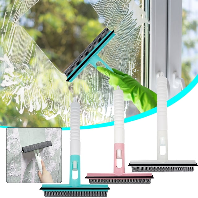 Fiudx Limpiador de Ventanas con Rociador de Agua, Función de Rociado Integrada, Cabezal Raspador de Tpr Suave, Limpieza de Ventanas Sin Esfuerzo, Uso En Múltiples Superficies: Vidrio, Espejos, Pisos,