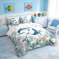 thumbnail image 2 of Manfei Watercolor Whale Underwater Coral Seashell Bedding Comforter Set for Kids Boys and Girls, Nautical Marine Life Print King Bedding Sets, Stars Reversible 7 Pieces, 2 of 6