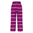 thumbnail image 4 of FRSASU Striped Pants for Women High Waisted Wide Leg Cotton Linen Trendy Beach Pull on Elastic Waist Casual Pants Purple, 4 of 5