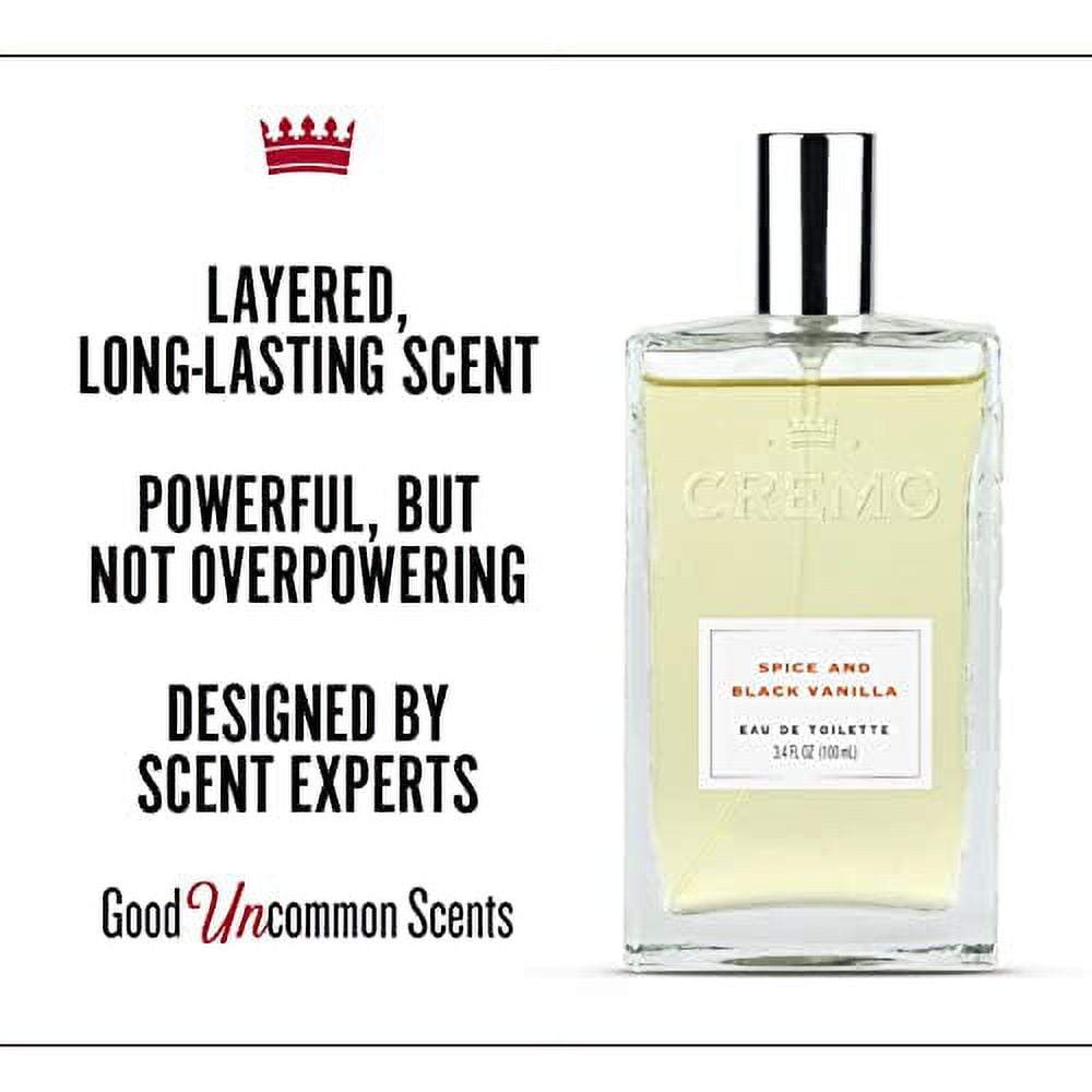 Cremo Spice & Black Vanilla Cologne Spray, An Explosion of Vibrant Spices, Tobacco and Black Vanilla, 3.4 Oz