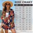 thumbnail image 7 of FKEKYI Women's 2 Piece Set Summer Short Shirt Open Front Top & Relaxed Shorts with Elastic Waist Hibiscus Flower Print Soft Vacation Outfit Loungewear Beachwear, L, 7 of 7