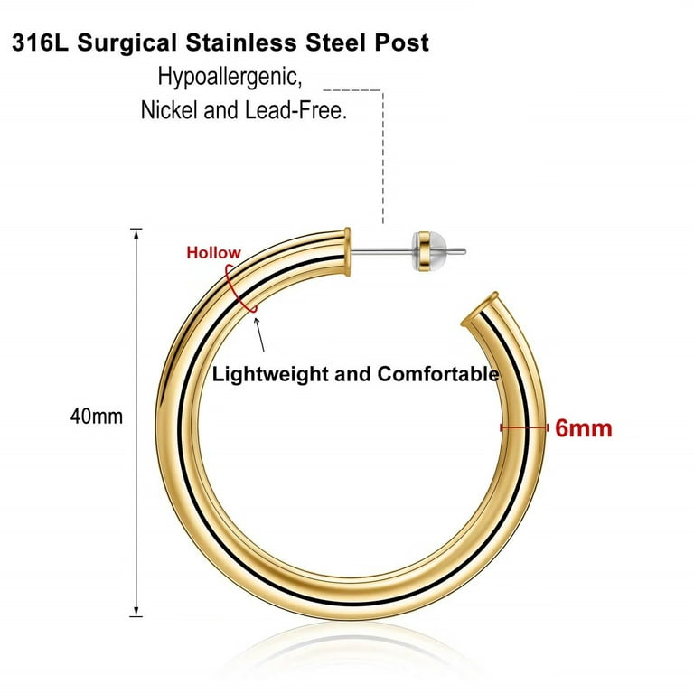 Extra-large Hypo-Allergy Surgical Stainless Steel or Gold Plated