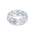 thumbnail image 2 of AFFY Round Simulated Aquamarine Hollowing Flower Ring for Women 14K White Gold over Silver-10.5, 2 of 5