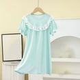 thumbnail image 2 of CHEEREAM Girls Nightgowns Sleepwear Short Sleeve Lace Pajama Dress Soft Princess Sleepshirt for 3-12 Years Kids Blue 140, 2 of 5