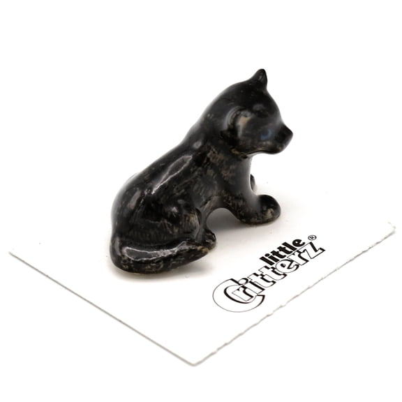 Little Critterz Black Panther Cub Stealth Animal - Hand-painted Home Decor Animal Decorative Figurine - Miniature Porcelain Figurine