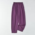 thumbnail image 4 of Kaemgyyd Flowy Pants for Women Soft Wide Leg Yoga Trousers Comfy Solid Lounge Pajamas Bottom Elastic Waist Loose Sleepwear, 4 of 7