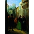 thumbnail image 2 of Joaquín Domínguez Bécquer 14x18 Black Ornate Wood Framed Double Matted Museum Art Print Titled - Rendezvous in the Street (1841), 2 of 5